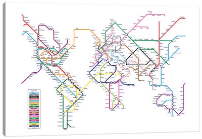 World Metro Tube Map Canvas Art Print - Urban Maps