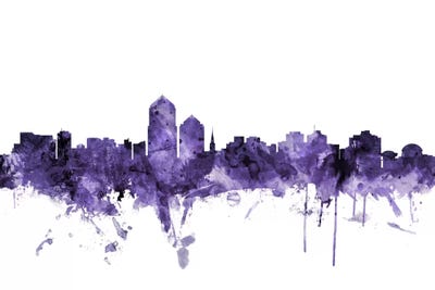 Purple Albuquerque, New Mexico Skyline by Michael Tompsett framed wall art