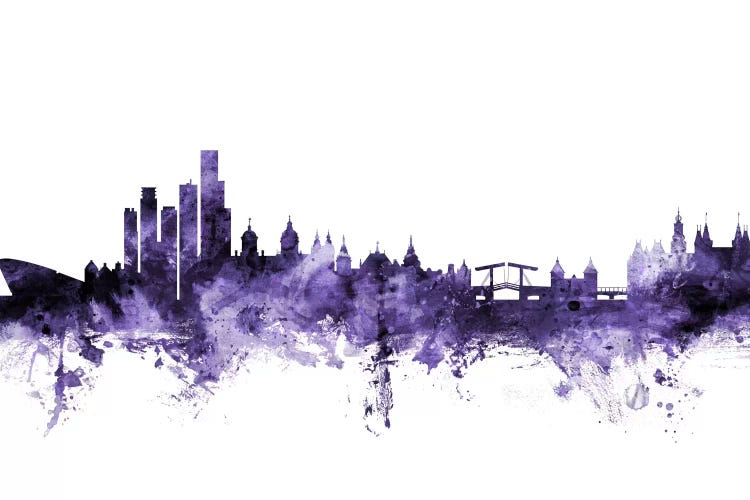 Purple Amsterdam, The Netherlands Skyline by Michael Tompsett wall art