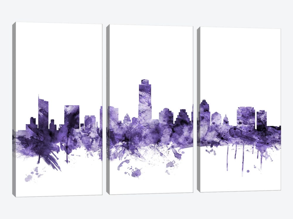 Austin, Texas Skyline by Michael Tompsett 3-piece Canvas Print