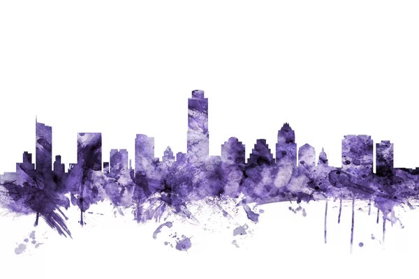 Austin: Purple Austin, Texas Skyline by Michael Tompsett