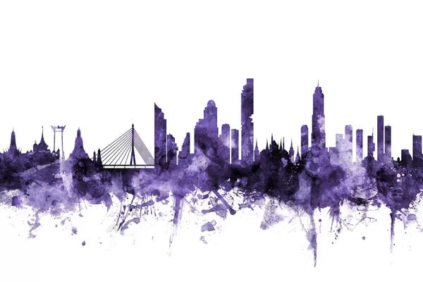 Thailand: Purple Bangkok, Thailand Skyline by Michael Tompsett