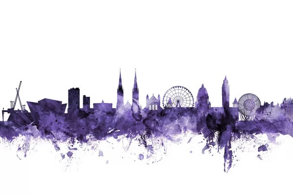 Northern Ireland: Purple Belfast, Northern Ireland Skyline by Michael Tompsett