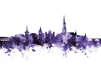 Purple Bern, Switzerland Skyline by Michael Tompsett framed wall art