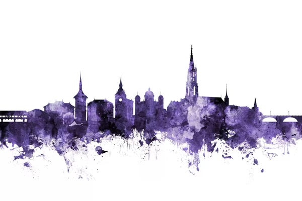 Bern: Purple Bern, Switzerland Skyline by Michael Tompsett