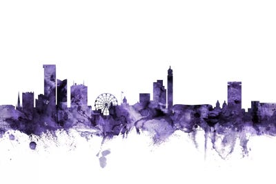 Purple Birmingham, England Skyline by Michael Tompsett framed wall art