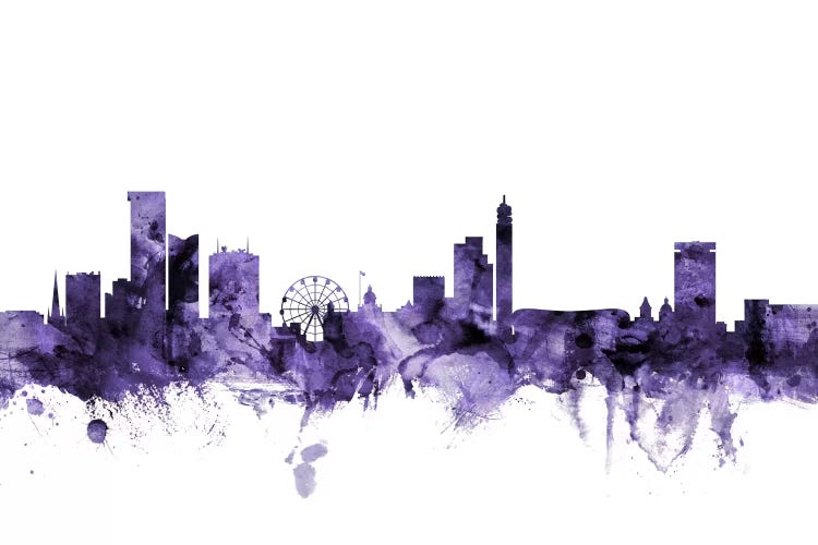 Purple Birmingham, England Skyline