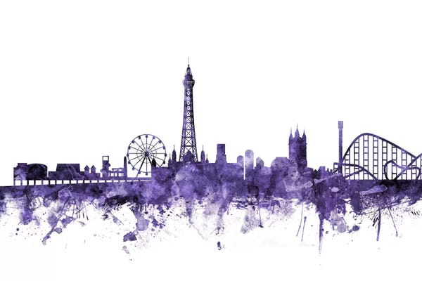 Blackpool: Purple Blackpool, England Skyline by Michael Tompsett