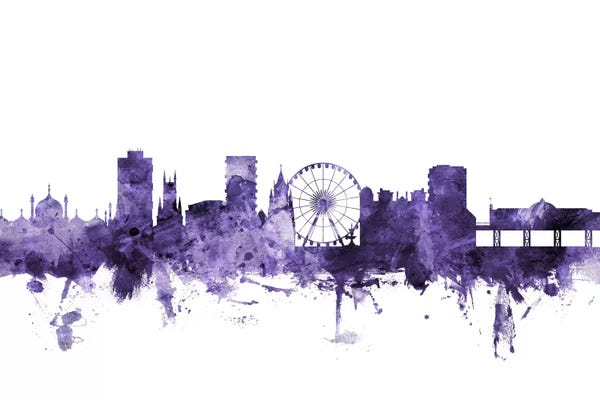 Brighton: Purple Brighton, England Skyline by Michael Tompsett