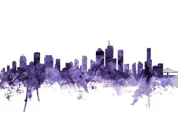 Brisbane: Purple Brisbane, Australia Skyline by Michael Tompsett