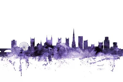 Purple Bristol, England Skyline by Michael Tompsett framed wall art