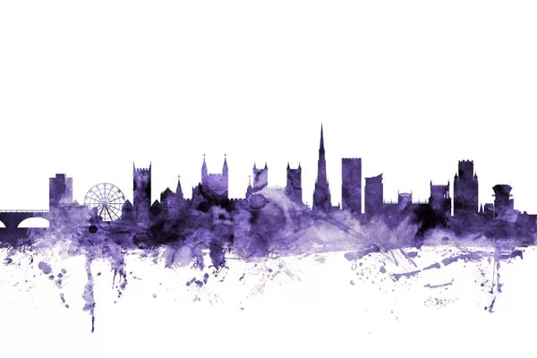 Bristol: Purple Bristol, England Skyline by Michael Tompsett