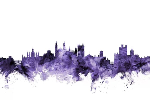 Cambridge: Purple Cambridge, England Skyline by Michael Tompsett