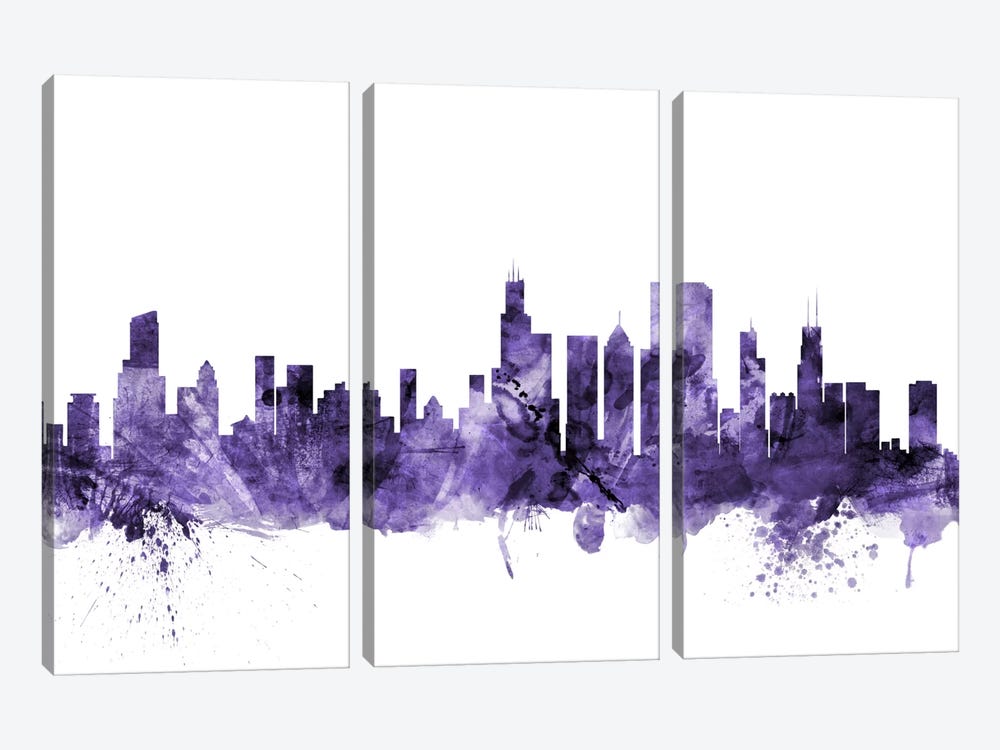 Chicago, Illinois Skyline by Michael Tompsett 3-piece Canvas Art Print