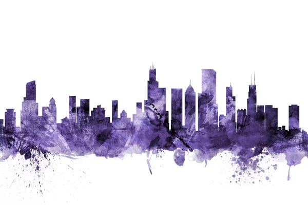 Illinois: Purple Chicago, Illinois Skyline by Michael Tompsett