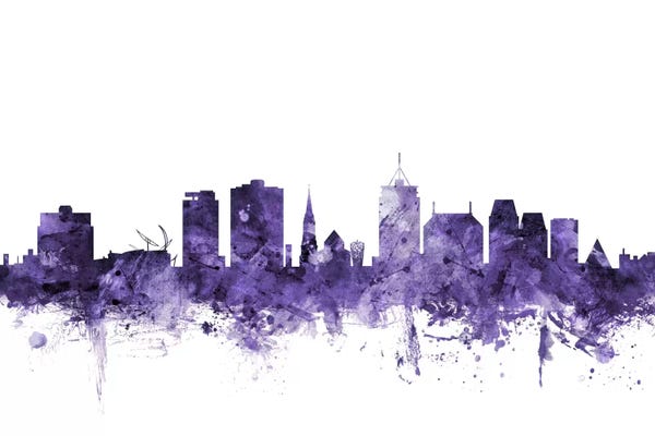 New Zealand: Purple Christchurch, New Zealand Skyline by Michael Tompsett
