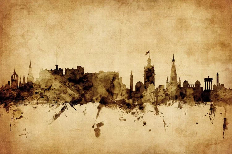 Retro Skyline Of Edinburgh, Scotland, United Kingdom