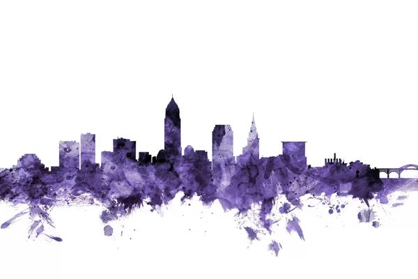 Cleveland: Purple Cleveland, Ohio Skyline by Michael Tompsett