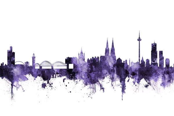 Germany: Purple Cologne, Germany Skyline by Michael Tompsett