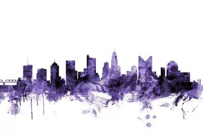 Purple Columbus, Ohio Skyline by Michael Tompsett framed canvas print