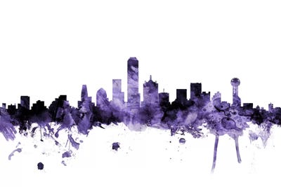 Purple Dallas, Texas Skyline by Michael Tompsett framed wall art