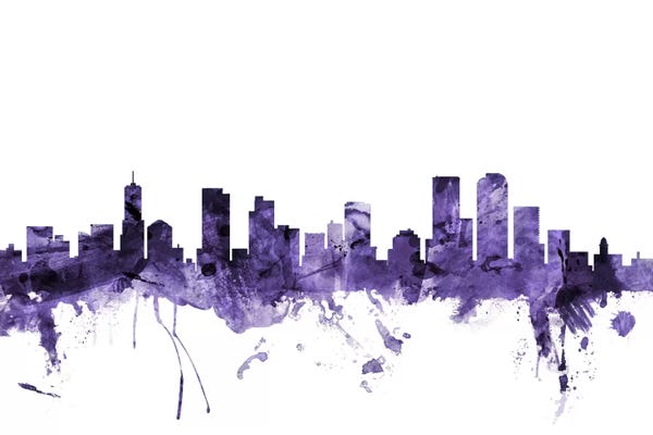 Denver: Purple Denver, Colorado Skyline by Michael Tompsett
