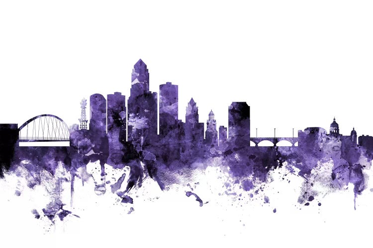 Purple Des Moines, Iowa Skyline