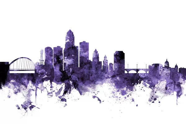 Purple Des Moines, Iowa Skyline