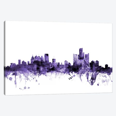 Detroit, Michigan Skyline Canvas Print #MTO581} by Michael Tompsett Canvas Artwork