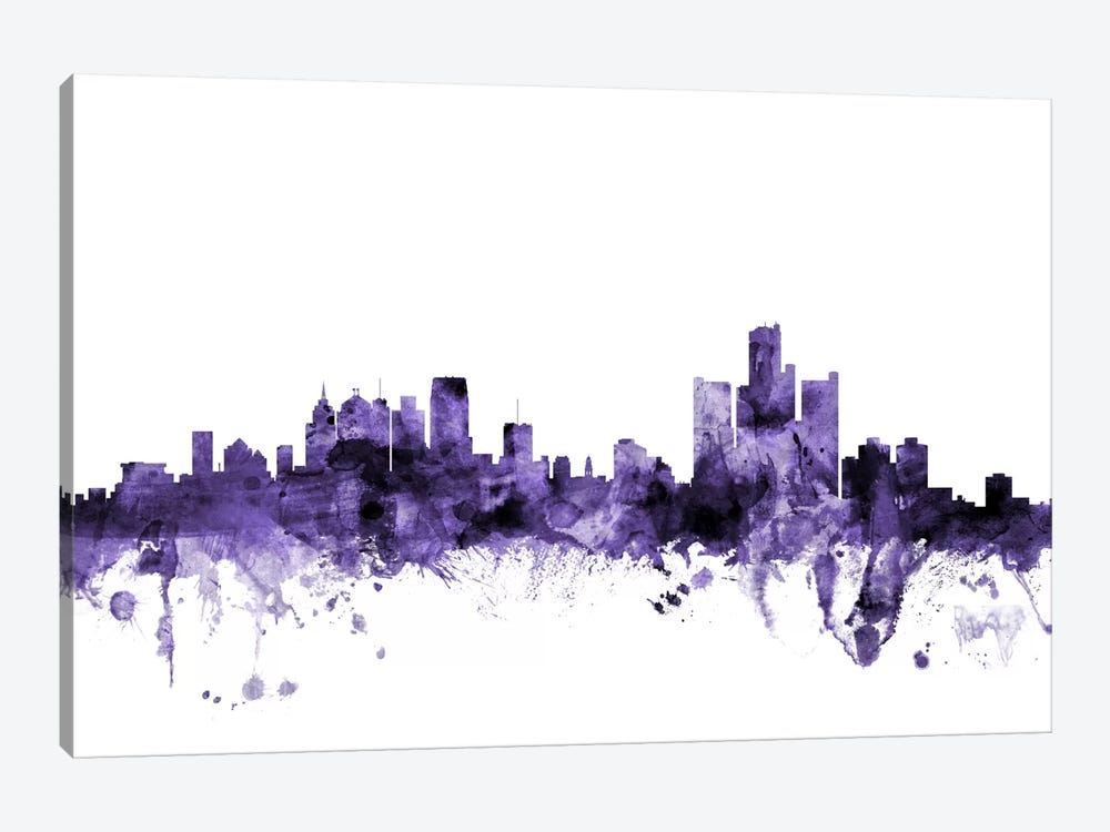 Detroit, Michigan Skyline by Michael Tompsett 1-piece Canvas Wall Art