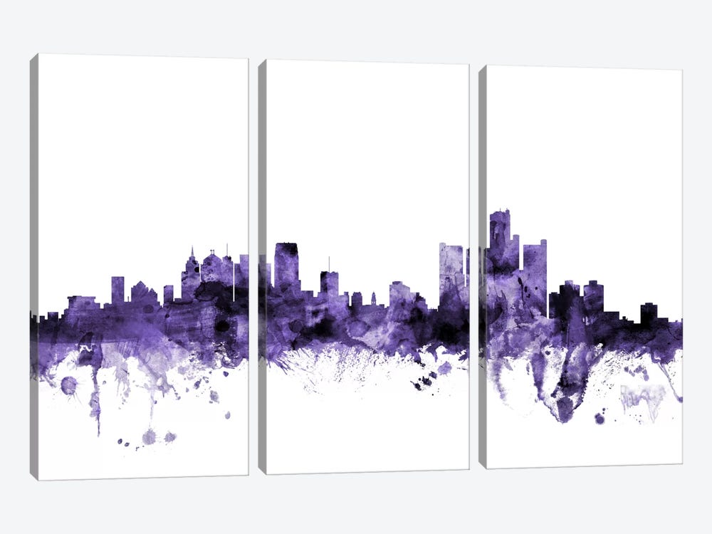 Detroit, Michigan Skyline by Michael Tompsett 3-piece Canvas Artwork