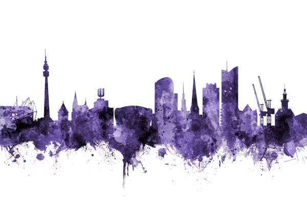 Dortmund: Purple Dortmund, Germany Skyline by Michael Tompsett