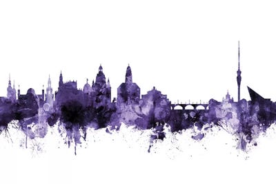 Purple Dresden, Germany Skyline by Michael Tompsett multi panel art