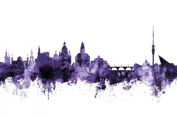 Dresden: Purple Dresden, Germany Skyline by Michael Tompsett