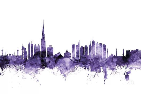 United Arab Emirates: Purple Dubai, UAE Skyline by Michael Tompsett