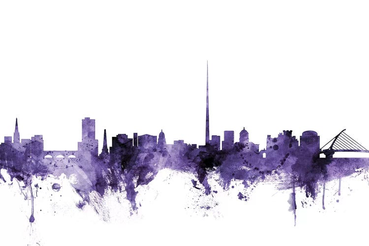 Purple Dublin, Ireland Skyline by Michael Tompsett wall art