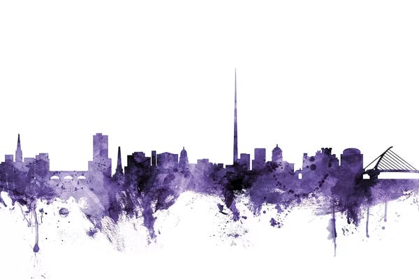 Dublin: Purple Dublin, Ireland Skyline by Michael Tompsett