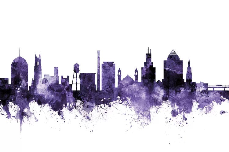 Purple Durham, North Carolina Skyline by Michael Tompsett wall art