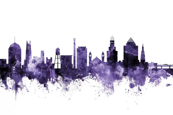 North Carolina: Purple Durham, North Carolina Skyline by Michael Tompsett