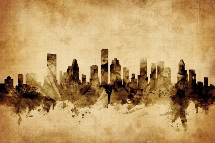 Retro Skyline Of Houston, Texas, USA