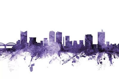 Purple Fort Worth, Texas Skyline by Michael Tompsett framed wall art