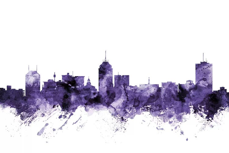 Purple Fresno, California Skyline