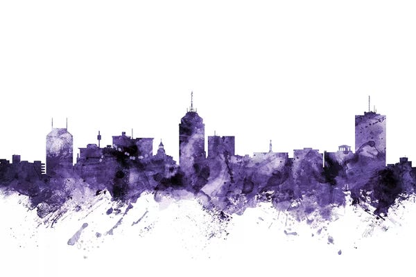 Fresno: Purple Fresno, California Skyline by Michael Tompsett