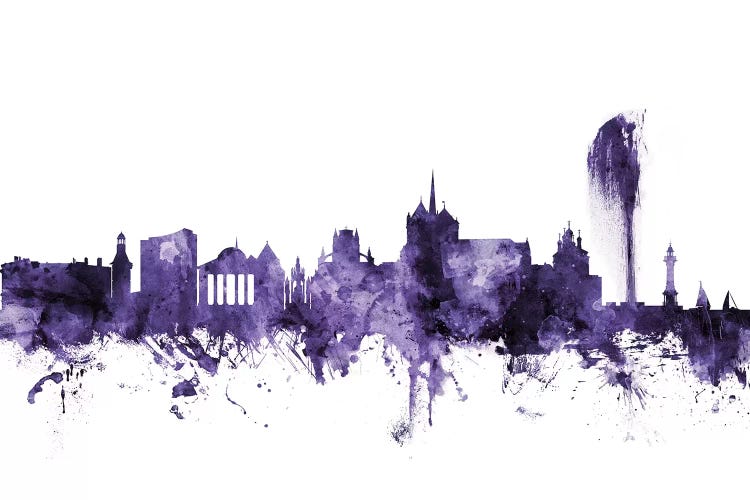 Purple Geneva, Switzerland Skyline by Michael Tompsett wall art