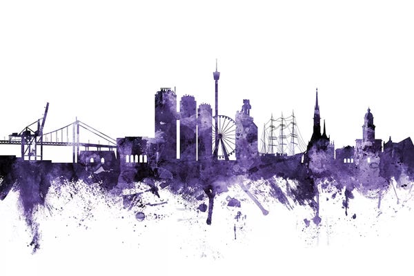 Gothenburg: Purple Gothenburg, Sweden Skyline by Michael Tompsett