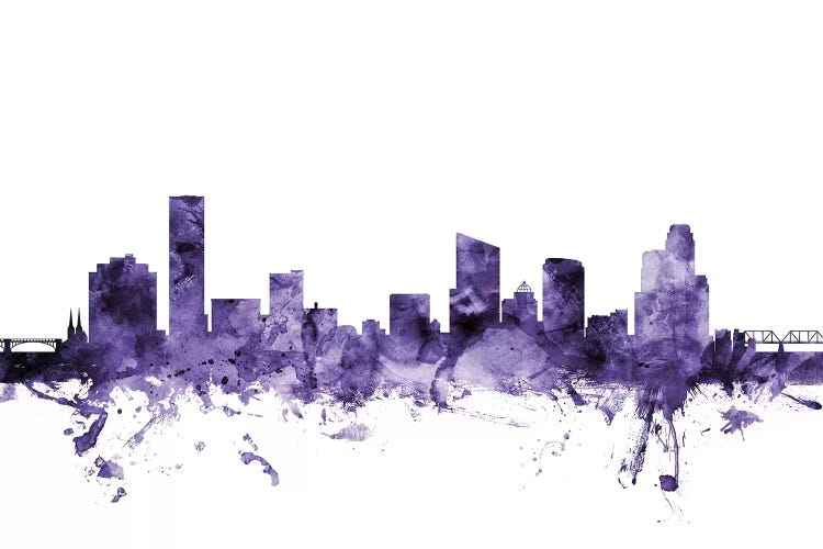 Purple Grand Rapids, Michigan Skyline by Michael Tompsett wall art