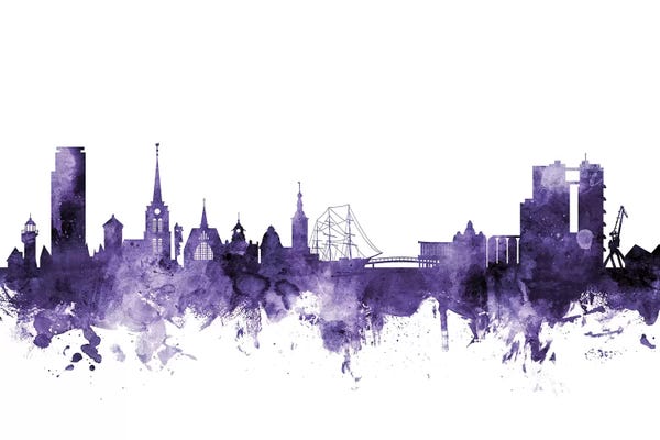 Sweden: Purple Halmstad, Sweden Skyline by Michael Tompsett