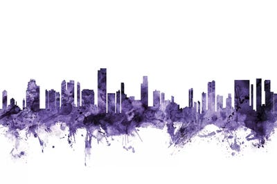Purple Honolulu, Hawaii Skyline by Michael Tompsett multi panel art