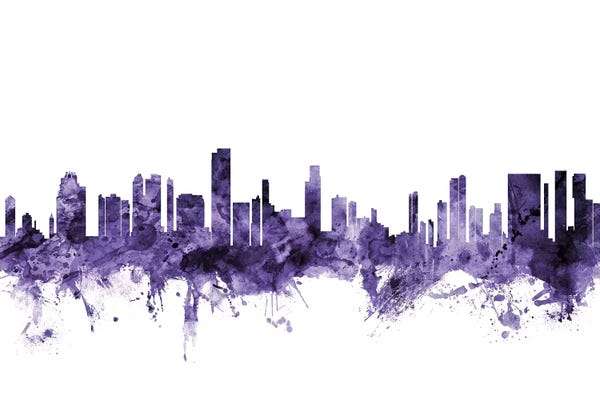 Honolulu: Purple Honolulu, Hawaii Skyline by Michael Tompsett