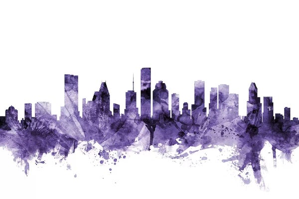 Houston: Purple Houston, Texas Skyline by Michael Tompsett